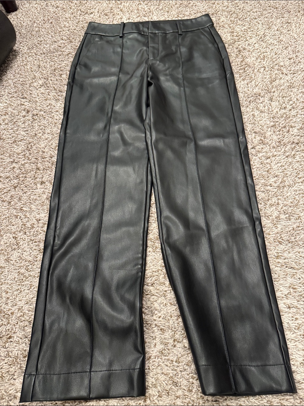 Elie Tahari Black Faux Leather Straight-Leg Pants